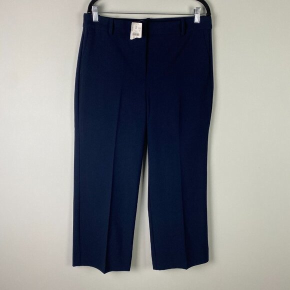 J. Crew Wide Leg Cropped Kristyn Pant In Stretch Twill Size 12 Navy Blue - Picture 1 of 11